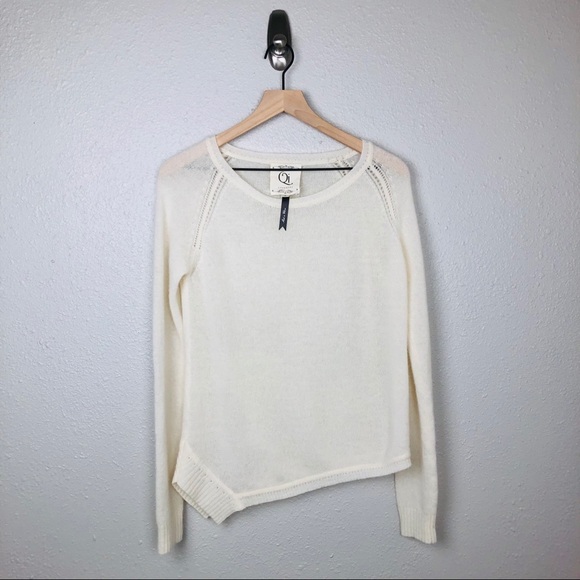 QI Cashmere Sweaters - Qi Ivory Asymmetrical Cashmere Sweater